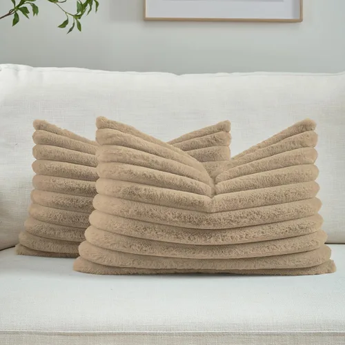 Vista 58 de FUTEI Pack of 2 Faux Fur Throw Pillow Covers 20x20 Inch, Navy Blue Azul marino