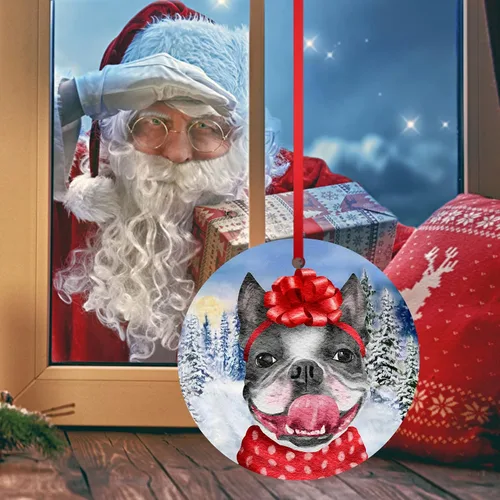 Vista 9 de Adorno de Navidad de Bulldog Francés para mamá, adorno colgante de Navidad para perro, idea de cachorro, adorno de Navidad para cachorro 2023