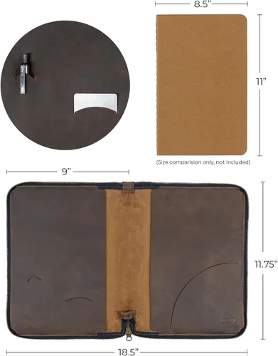 Vista 6 de Hide & Drink, Funda de diario con cremallera para cuaderno Moleskine, tamaño XXL (cuaderno de 8.5 x 11 pulgadas no incluido), cuero de grano