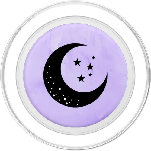Vista 2 de Luna creciente con estrellas sobre fondo morado PopSockets MagSafe PopGrip para iPhone