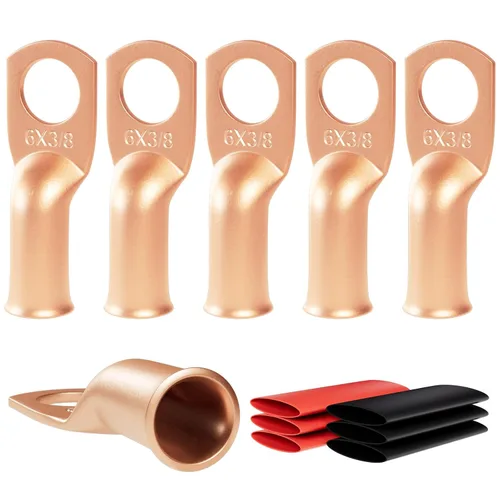 Vista 10 de 6 piezas 1/0 AWG - 1/2" (M12) Sanuke Terminales de anillo para cable de alambre con conectores de extremos resistentes para cable de batería, ojales