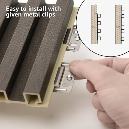 Vista 5 de POHARE WPC - Paneles de pared de listones, 8 unidades de 95 x 6 pulgadas, listones decorativos de madera acústica para pared y techos, paneles