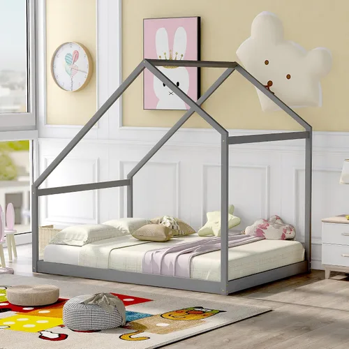 Vista 12 de Cama de madera maciza tamaño individual con techo, nido, 3 cajones de almacenamiento, sofá cama de plataforma para muebles de dormitorio, sala