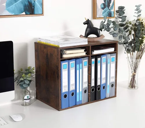 Vista 5 de TQVAI Organizador de literatura de madera, 12 ranuras para 6000 hojas de papel A4, organizador de almacenamiento de archivos de papel de escritorio