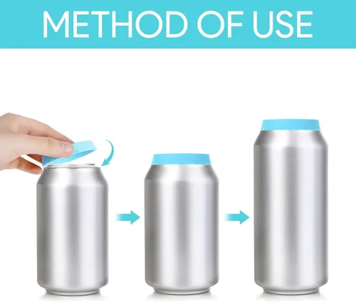 Vista 5 de 12 tapas de silicona para latas de refresco, cubiertas reutilizables para latas de cocaína para refrescos, protectores de botellas a prueba