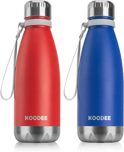 Vista 17 de koodee Botella de agua aislada (paquete de 2) botella de agua de doble pared de acero inoxidable 18/8, botella térmica de viaje con forma de cola