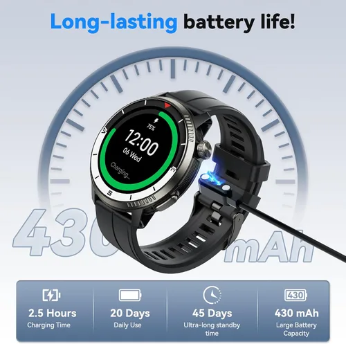 Vista 7 de Reloj inteligente para hombres, reloj inteligente con GPS, rastreador de actividad física con monitor de frecuencia cardíaca/sueño, podómetro