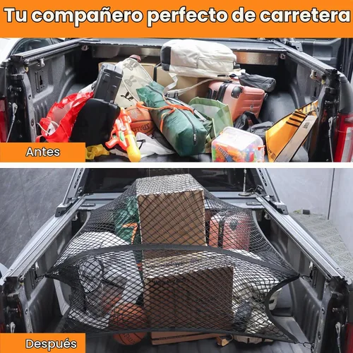 Vista 6 de Organizador de cama de camión de doble capa, malla de carga elástica
