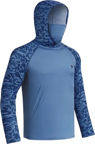Vista 31 de Rodeel - Camisa de pesca para hombre con manga larga, UPF 50+, rendimiento de alto rendimiento para senderismo, con máscara, protección UV