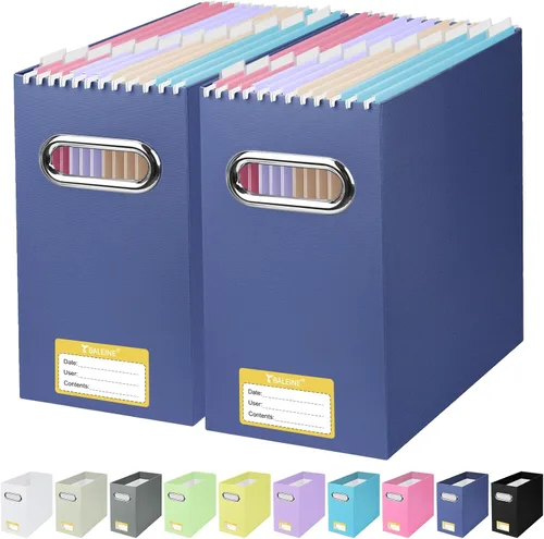 Vista 60 de BALEINE Caja organizadora de archivos, organizador de carpetas de archivos de cartón con asa para tamaño carta, caja de archivos plegable portátil