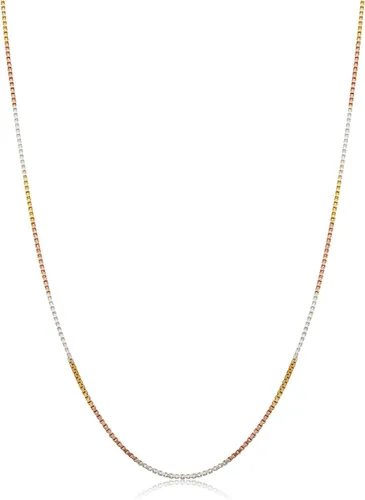 Vista 8 de Collar de cadena tricolor chapado en oro de plata de ley 925 para mujer