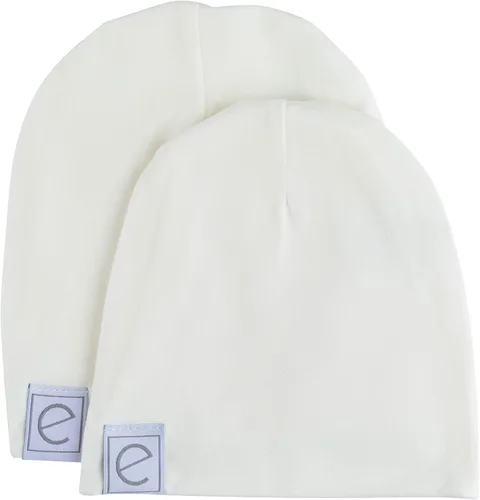 Vista 5 de Ely's & Co. Juego de regalo de manta de punto de algodón y 2 gorros para bebé, manta de recepción grande (marfil)