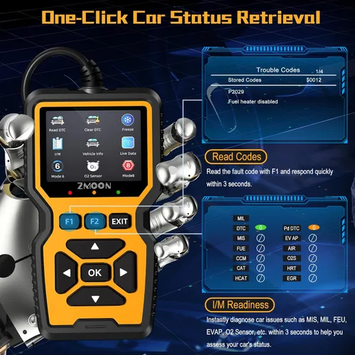 Vista 3 de ZMOON ZM201 - Herramienta de diagnóstico profesional OBD2, lector de código de motor de verificación mejorado con herramientas de diagnóstico