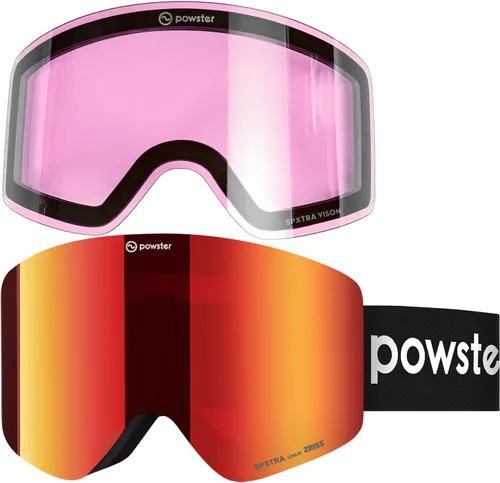 Vista 25 de Powster Ski Goggles Snow OTG Snowboard Goggles Magnetic Interchangeable Lens Frameless UV Protection Anti-fog mobile Skating