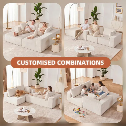 Vista 6 de Sofá seccional modular de 108", sofá seccional Cloud con asiento profundo, sofá modular moderno en forma de L con chaise, sofás tapizados sin Beige