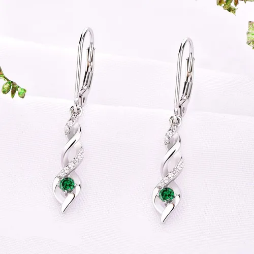 Vista 3 de JO WISDOM - Aretes colgantes de plata de ley 925 con circonita cúbica AAA
