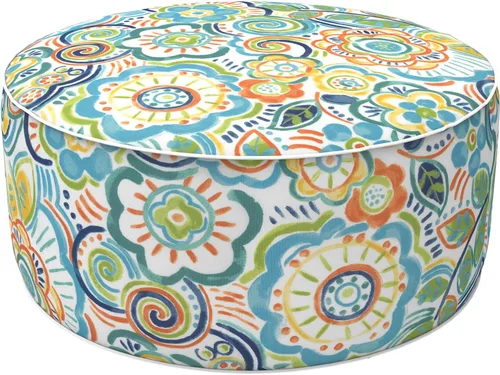 Vista 73 de LVTXIII Otomana inflable para interiores y exteriores, reposapiés redondo, 21 pulgadas de diámetro x 9 pulgadas de alto, todo clima, portátil, Hojas