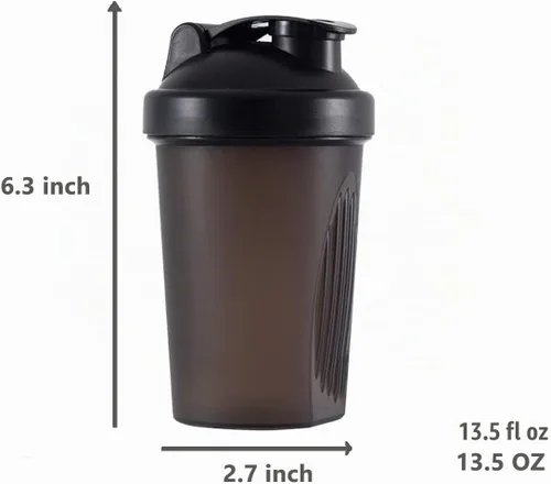 Vista 2 de Shaker Bottle - Batido de proteínas y botella agitadora de 16 onzas/13.5 fl oz con bolas batidoras, plástico sin BPA (negro y blanco (2 unidades)