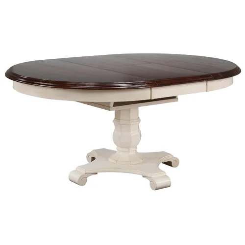 Vista 4 de Sunset Trading DLUADWTPB4866AWTB(4) DLUADWC12AWRTA - Juego de comedor de 5 piezas Andrews con hojas de mariposa, color blanco antiguo