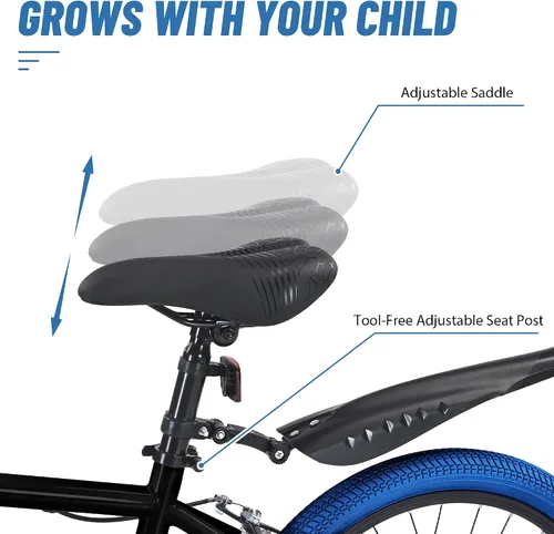 Vista 4 de Bicicleta infantil de 20 pulgadas estilo BMX, bicicletas para niñas y niños de 8 a 12 años, bicicleta de una sola velocidad para niños y niñas