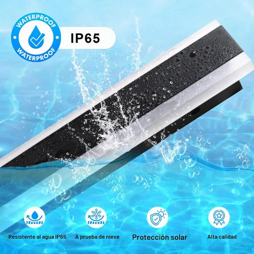 Vista 5 de Lámpara de pared para exteriores, moderna lámpara de pared LED larga, color negro, IP65, impermeable, 12 W, 3000 K, luces de pared rectangulares