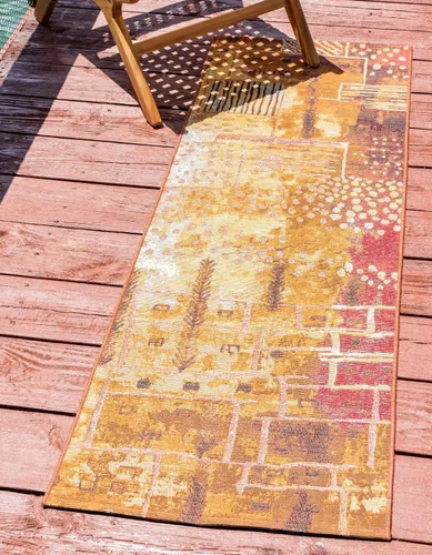 Vista 10 de Unique Loom - Alfombra colección de círculos abstractos, de transición para interiores y exteriores, beige, Polipropileno, Multi/oliva
