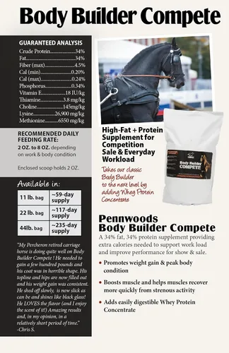 Vista 5 de Pennwoods Body Builder Compete Horse Suplemento de aumento de peso bolsa de 11 libras