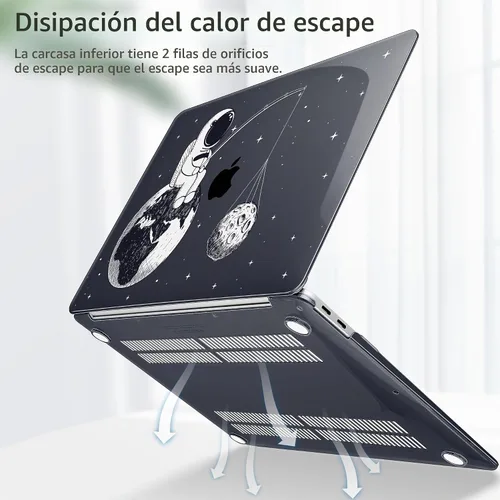 Vista 4 de Tuiklol Para MacBook Air de 13 pulgadas (versión 2021-2018) M1 A2337/A1932/A2179 con pantalla Retina Touch ID, carcasa rígida de plástico y cubierta