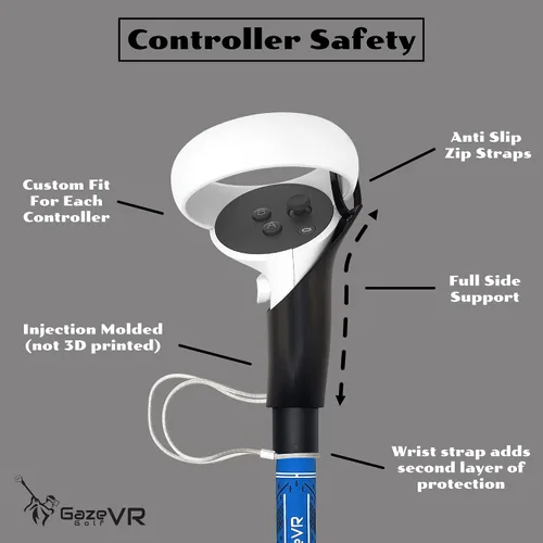 Vista 3 de GazeVR VR Golf Club Handle Attachment for Oculus Quest 2 Pro Grip Right Left Controllers