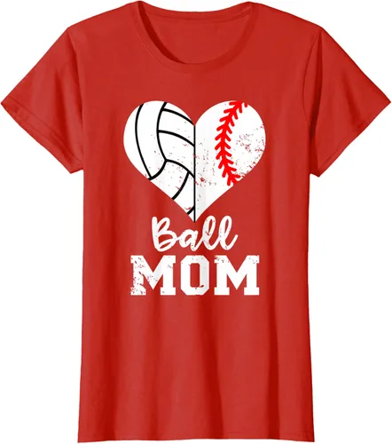 Vista 36 de Ball Mom Heart Funny Baseball Voleibol Mom - Camiseta para mamá, Negro, S