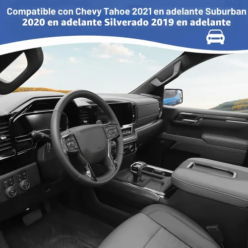 Vista 4 de RT-TCZ Para Silverado - Panel de volante para Chevy Tahoe 2021 Up Suburban 2020 Up Silverado 2019 Up Negro grano de madera accesorios interiores 2