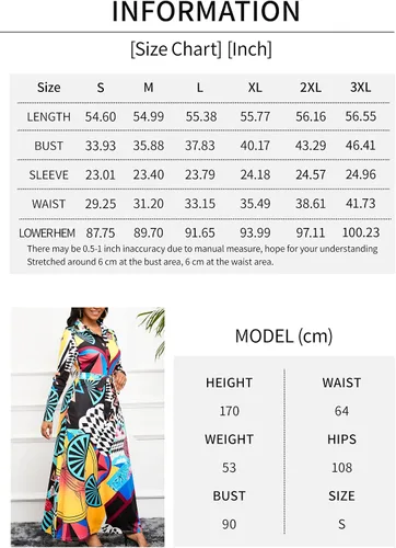Vista 5 de Vestido maxi con estampado de manga larga con botones y cinturón para mujer