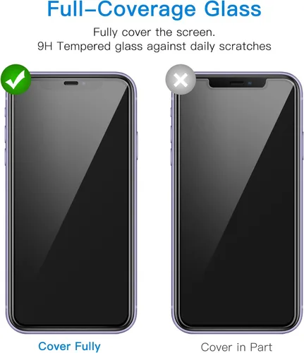 Vista 4 de JETech Protector de pantalla One Touch Install para iPhone 11/XR de 6.1 pulgadas, película de vidrio templado de cobertura completa, kit