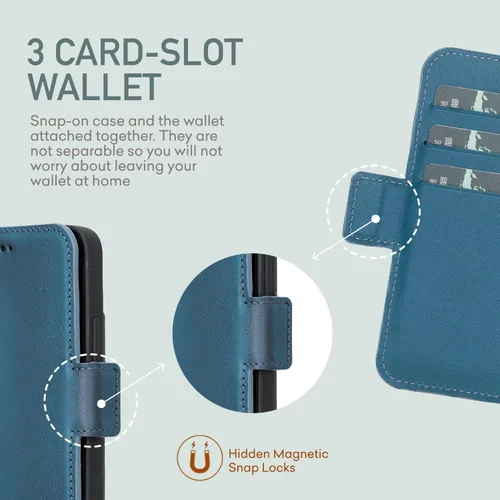 Vista 5 de Bayelon Funda para iPhone 13 Mini de 5.4 pulgadas, funda de cuero de grano completo, funda magnética con ranuras para tarjetas, soporte de soporte