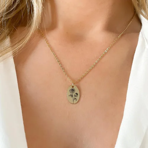 Vista 6 de Collar de flores de nacimiento, personaliza tus flores del mes de nacimiento, regalo del día de la madre de niños, plata, oro, joyería peronalizada