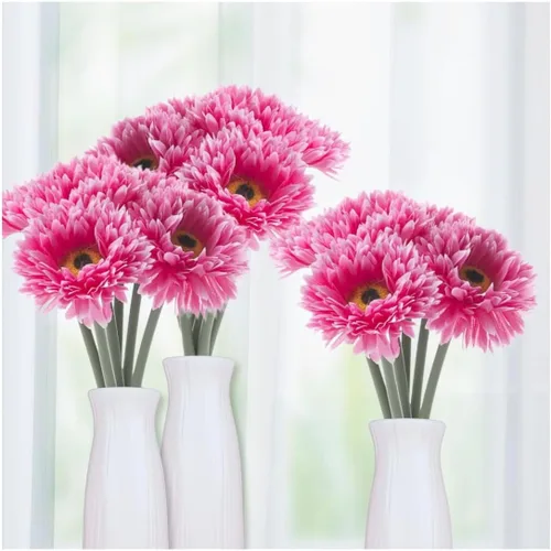 Vista 6 de Factory Direct Craft Flores artificiales de aster de durazno – (3 piezas) las flores de seda se pueden colocar en un recipiente para un arreglo