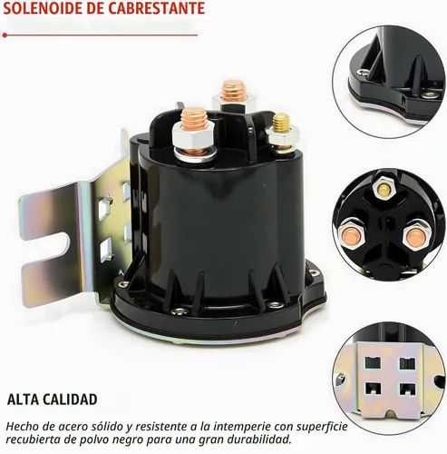 Vista 2 de Interruptor de relé solenoide de arranque de 12 V, contactor de trabajo intermitente, 3 terminales, corriente de 150 A, máximo 800 A, con tuercas