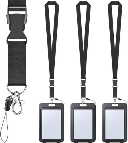 Vista 13 de Uniclife Paquete de 3 Portacarnet Deslizante con Ventanas de Doble Cara Funda Vertical de Plástico Duro Negro Bolsa Protectora de Tarjetas