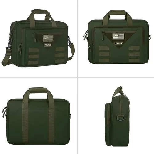 Vista 5 de MOSISO Bolsa táctica para laptop de 15.6 pulgadas para hombres, bolsa de mensajero táctica de 15-16 pulgadas, bolsa de hombro con múltiples Verde