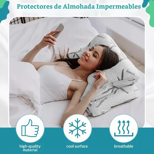 Vista 4 de Hahafelt Funda de almohada cervical refrescante (solo funda de almohada), funda de almohada impermeable de bambú para el cuello, funda de almohada