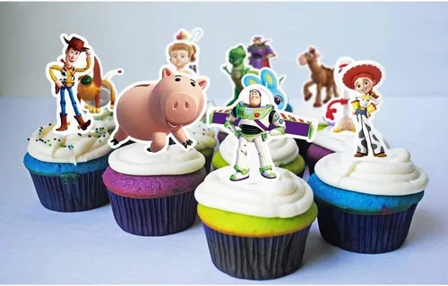 Vista 3 de Juego de 38 decoraciones para cupcakes de cuentos, suministros de fiesta de pastel de cumpleaños