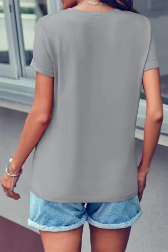 Vista 3 de Qianxitang camisetas de manga corta de cuello redondo de algodón con estampado gráfico para verano