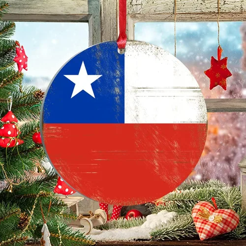 Vista 5 de Silueta de la bandera de Chile, adornos de árbol de Navidad, bandera nacional, recuerdo de país, decoraciones de Navidad, regalo de Chile, adorno