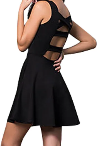 Vista 2 de Vestido corto para mujer, cuello alto, sin mangas, cómodo, para díanoche, con espalda recortada