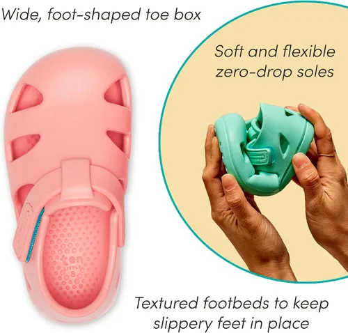 Vista 5 de Ten Little - Sandalias de agua para bebés, niños pequeños y niños, ajustables, sandalias de agua con punta cerrada para niños y niñas, ligeras