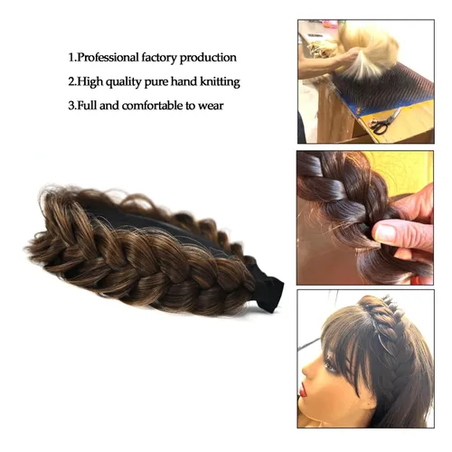 Vista 3 de Diadema Ancha Trenzada Aro Accesorios de Moda para el Cabello Banda Elástica Antideslizante para Mujeres y Niñas (Color Bronce Antiguo)