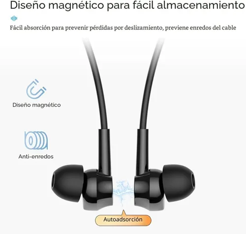 Vista 5 de LANDIBO Auriculares deportivos Bluetooth, 25 horas de tiempo de reproducción, auriculares inalámbricos 6.0 con micrófono, cancelación de ruido