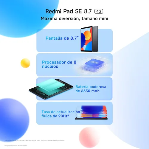 Vista 5 de XIAOMI Redmi Pad SE 8.7 Solo WiFi 8.7" Octa Core 2.0GHZ HyperOS 6650mAh Bluetooth 5.3 8MP (gris grafito, 128 GB + 4 GB)