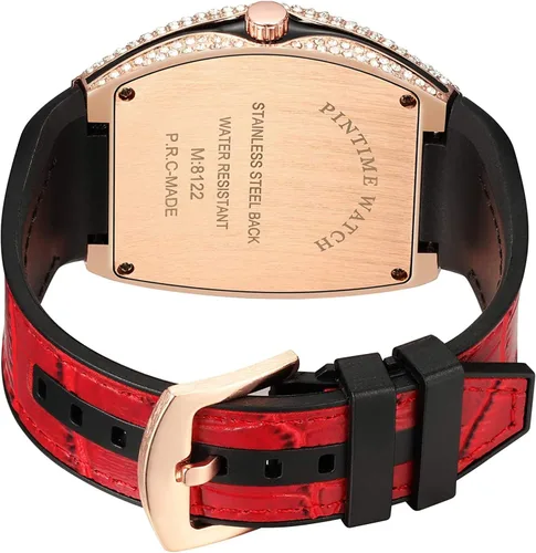 Vista 6 de Gosasa Reloj Tonneau único de moda para hombre con diamantes de imitación de cuarzo con correa de goma