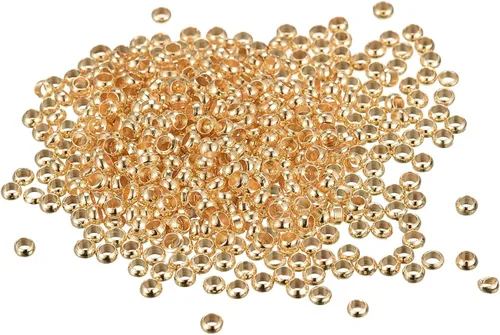 Vista 32 de uxcell 1000 cuentas redondas de engarzado, cuentas espaciadoras de extremo de crimpado de 0.079 pulgadas, pequeños tapones para hacer pulseras